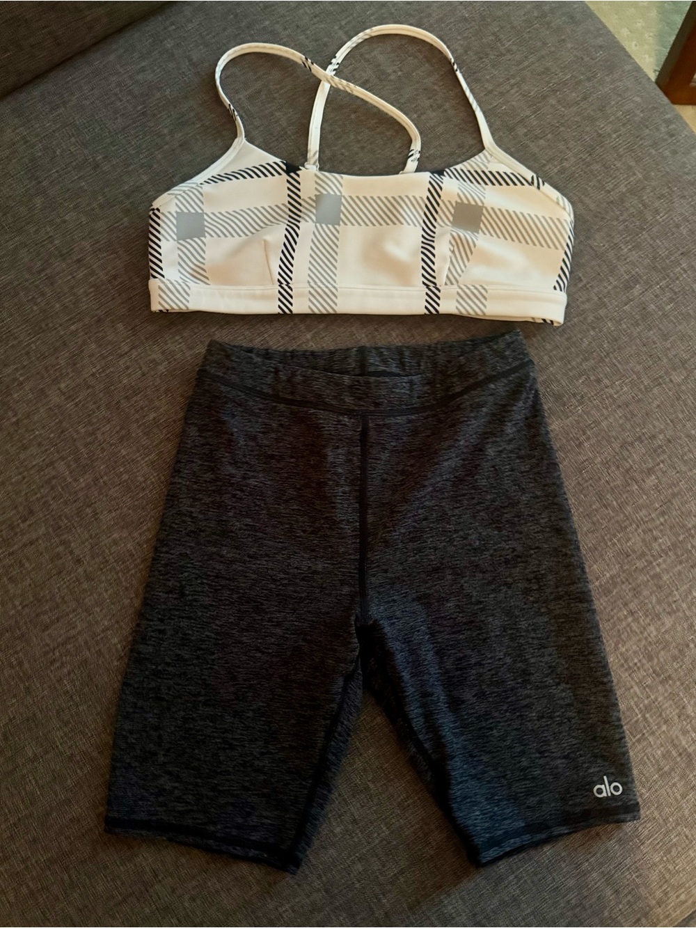 ALO Biker Shorts and Sports Bra